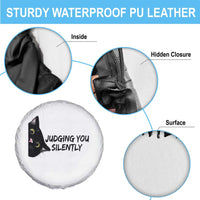 Judging You Silently Black Cat Spare Tire Cover Funny Sarcastic Kitten Pet Lovers - Wonder Print Shop