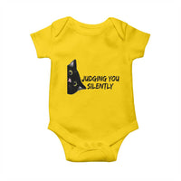Judging You Silently Black Cat Baby Onesie Funny Sarcastic Kitten Pet Lovers - Wonder Print Shop