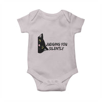 Judging You Silently Black Cat Baby Onesie Funny Sarcastic Kitten Pet Lovers - Wonder Print Shop