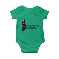 Judging You Silently Black Cat Baby Onesie Funny Sarcastic Kitten Pet Lovers - Wonder Print Shop
