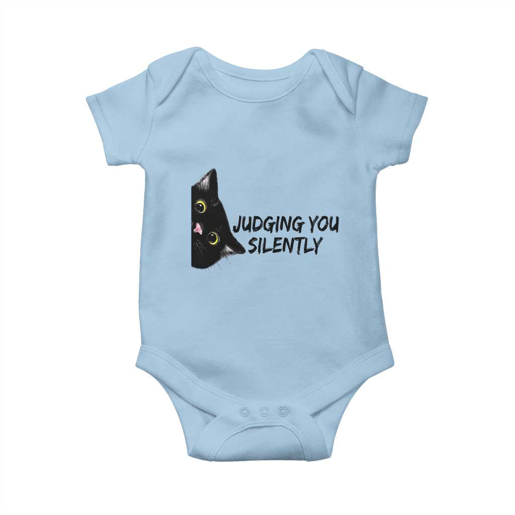 Judging You Silently Black Cat Baby Onesie Funny Sarcastic Kitten Pet Lovers - Wonder Print Shop