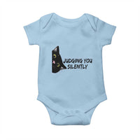 Judging You Silently Black Cat Baby Onesie Funny Sarcastic Kitten Pet Lovers - Wonder Print Shop