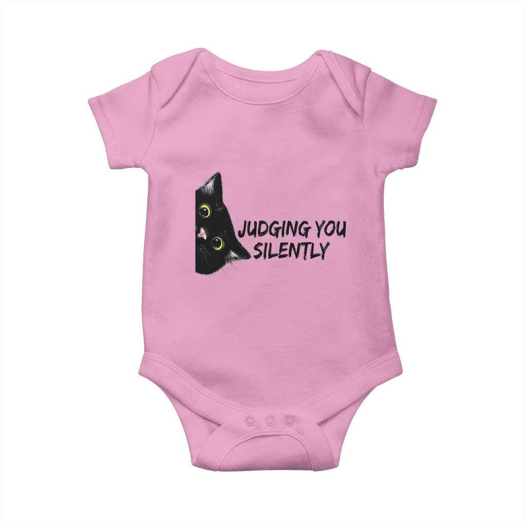 Judging You Silently Black Cat Baby Onesie Funny Sarcastic Kitten Pet Lovers - Wonder Print Shop