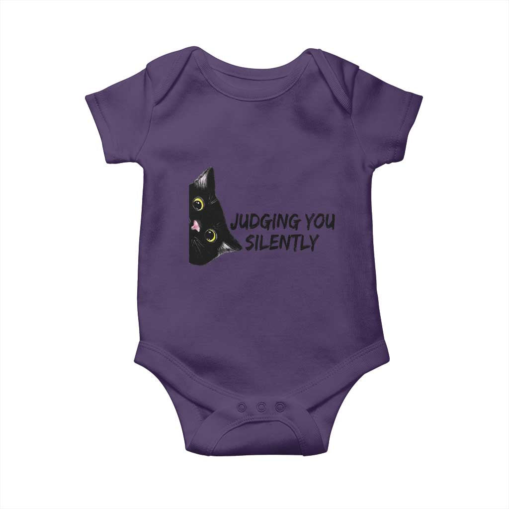Judging You Silently Black Cat Baby Onesie Funny Sarcastic Kitten Pet Lovers - Wonder Print Shop