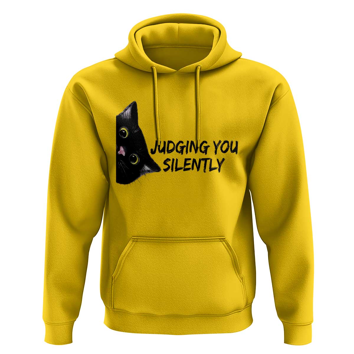 Judging You Silently Black Cat Hoodie Funny Sarcastic Kitten Pet Lovers - Wonder Print Shop