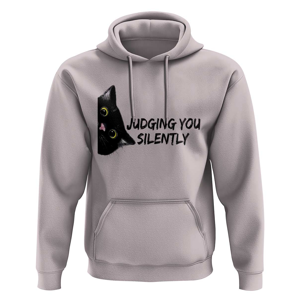 Judging You Silently Black Cat Hoodie Funny Sarcastic Kitten Pet Lovers - Wonder Print Shop
