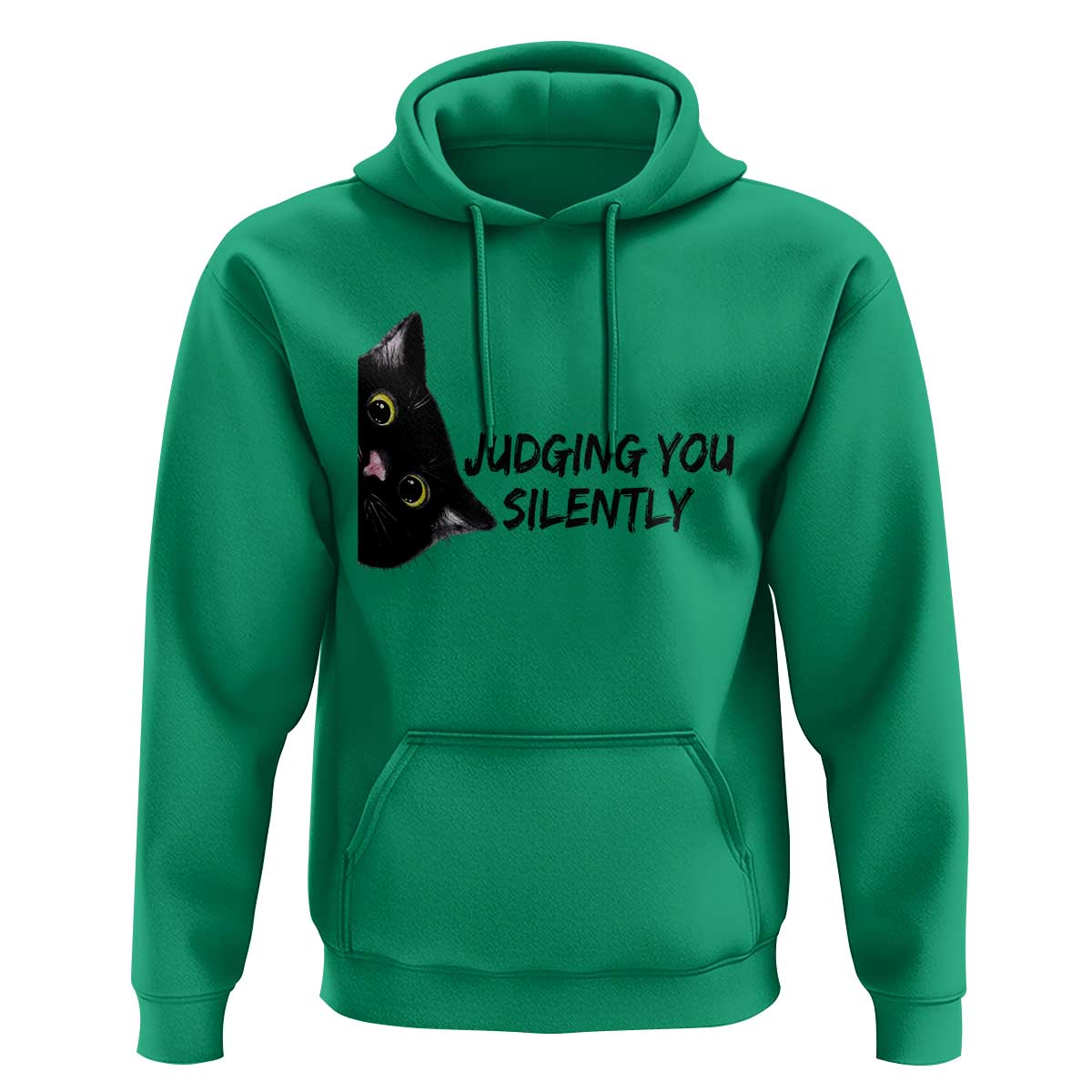 Judging You Silently Black Cat Hoodie Funny Sarcastic Kitten Pet Lovers - Wonder Print Shop