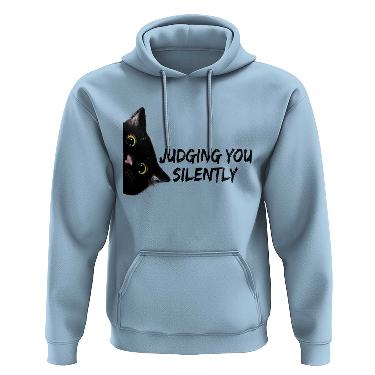 Judging You Silently Black Cat Hoodie Funny Sarcastic Kitten Pet Lovers - Wonder Print Shop