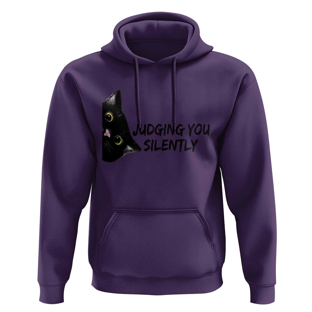 Judging You Silently Black Cat Hoodie Funny Sarcastic Kitten Pet Lovers - Wonder Print Shop