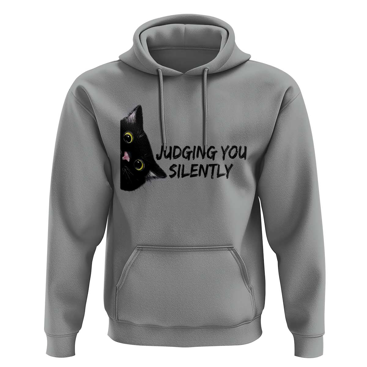 Judging You Silently Black Cat Hoodie Funny Sarcastic Kitten Pet Lovers - Wonder Print Shop