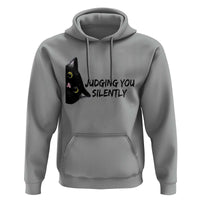 Judging You Silently Black Cat Hoodie Funny Sarcastic Kitten Pet Lovers - Wonder Print Shop