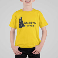 Judging You Silently Black Cat T Shirt For Kid Funny Sarcastic Kitten Pet Lovers - Wonder Print Shop