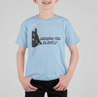 Judging You Silently Black Cat T Shirt For Kid Funny Sarcastic Kitten Pet Lovers - Wonder Print Shop