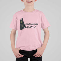 Judging You Silently Black Cat T Shirt For Kid Funny Sarcastic Kitten Pet Lovers - Wonder Print Shop