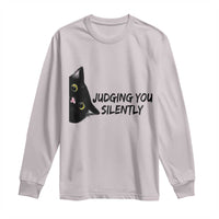 Judging You Silently Black Cat Long Sleeve Shirt Funny Sarcastic Kitten Pet Lovers - Wonder Print Shop