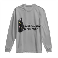 Judging You Silently Black Cat Long Sleeve Shirt Funny Sarcastic Kitten Pet Lovers - Wonder Print Shop