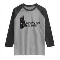 Judging You Silently Black Cat Raglan Shirt Funny Sarcastic Kitten Pet Lovers - Wonder Print Shop