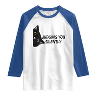 Judging You Silently Black Cat Raglan Shirt Funny Sarcastic Kitten Pet Lovers - Wonder Print Shop