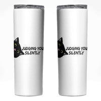 Judging You Silently Black Cat Skinny Tumbler Funny Sarcastic Kitten Pet Lovers