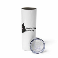 Judging You Silently Black Cat Skinny Tumbler Funny Sarcastic Kitten Pet Lovers