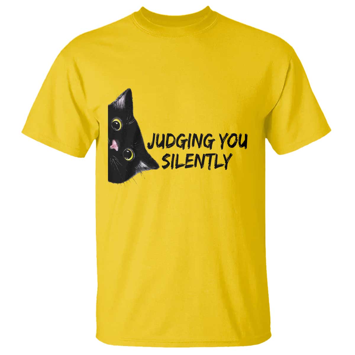Judging You Silently Black Cat T Shirt Funny Sarcastic Kitten Pet Lovers - Wonder Print Shop