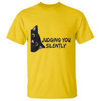 Judging You Silently Black Cat T Shirt Funny Sarcastic Kitten Pet Lovers - Wonder Print Shop