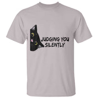 Judging You Silently Black Cat T Shirt Funny Sarcastic Kitten Pet Lovers - Wonder Print Shop