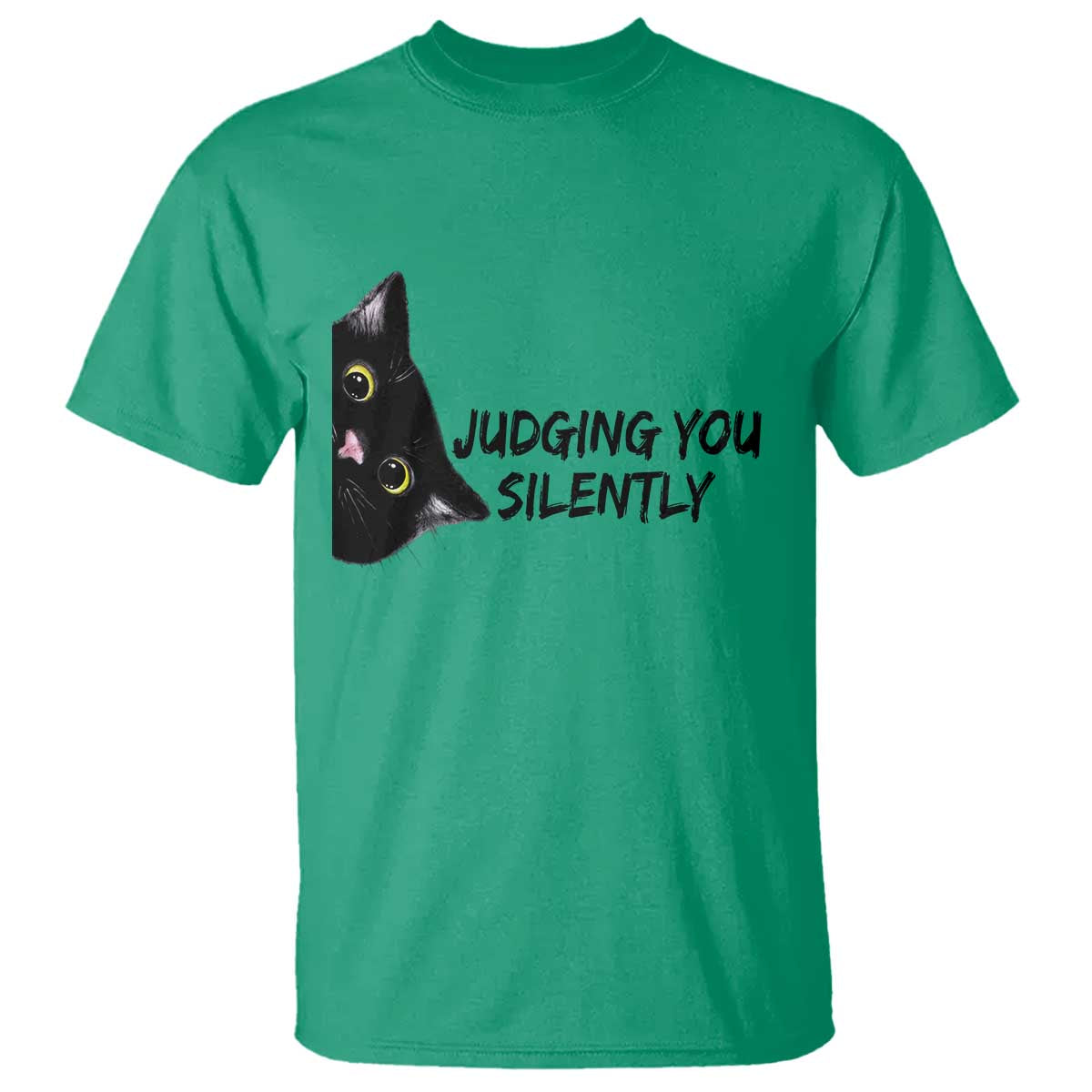 Judging You Silently Black Cat T Shirt Funny Sarcastic Kitten Pet Lovers - Wonder Print Shop