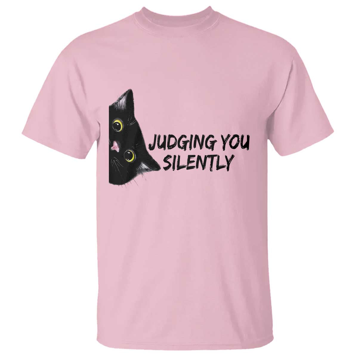 Judging You Silently Black Cat T Shirt Funny Sarcastic Kitten Pet Lovers - Wonder Print Shop