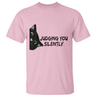 Judging You Silently Black Cat T Shirt Funny Sarcastic Kitten Pet Lovers - Wonder Print Shop