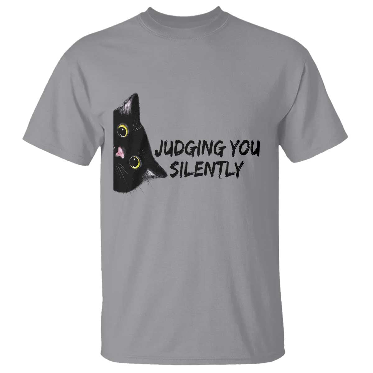 Judging You Silently Black Cat T Shirt Funny Sarcastic Kitten Pet Lovers - Wonder Print Shop
