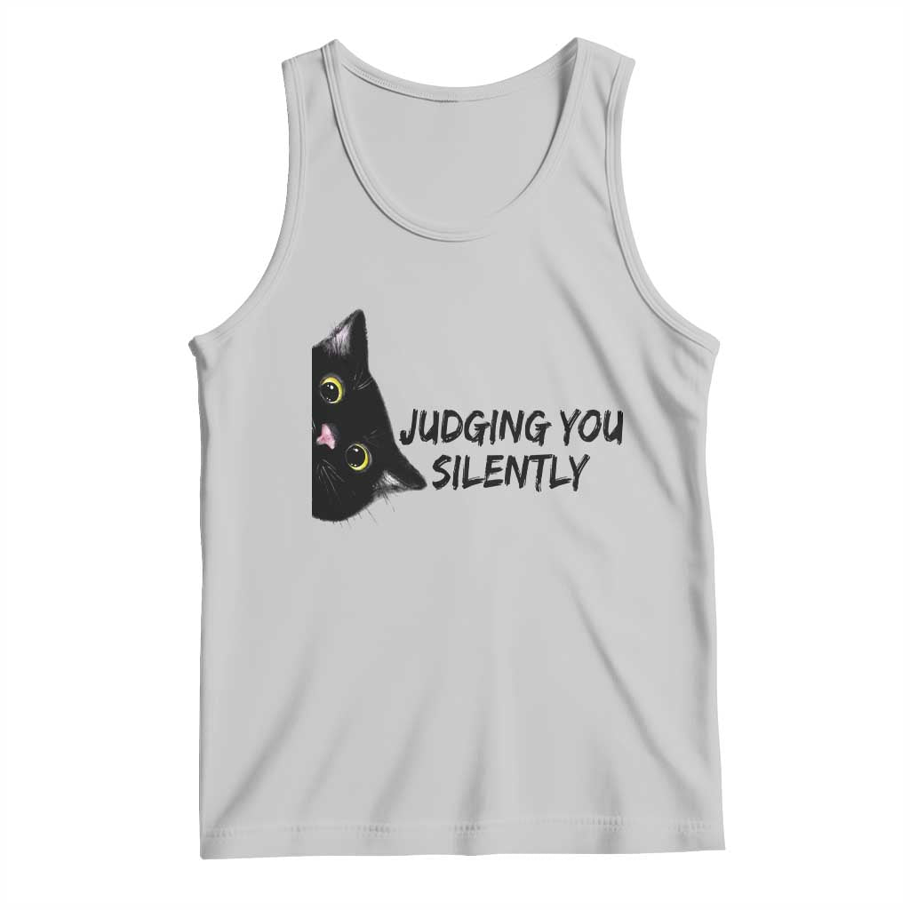 Judging You Silently Black Cat Tank Top Funny Sarcastic Kitten Pet Lovers - Wonder Print Shop