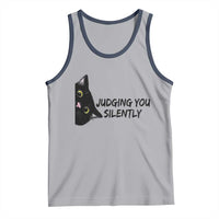 Judging You Silently Black Cat Tank Top Funny Sarcastic Kitten Pet Lovers - Wonder Print Shop