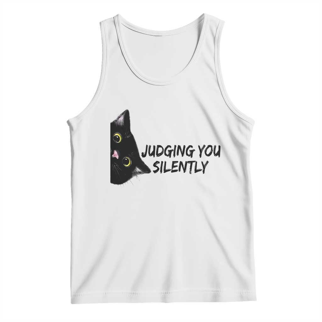 Judging You Silently Black Cat Tank Top Funny Sarcastic Kitten Pet Lovers - Wonder Print Shop