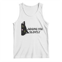 Judging You Silently Black Cat Tank Top Funny Sarcastic Kitten Pet Lovers - Wonder Print Shop