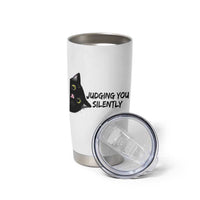 Judging You Silently Black Cat Tumbler Cup Funny Sarcastic Kitten Pet Lovers