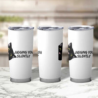 Judging You Silently Black Cat Tumbler Cup Funny Sarcastic Kitten Pet Lovers