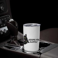 Judging You Silently Black Cat Tumbler Cup Funny Sarcastic Kitten Pet Lovers