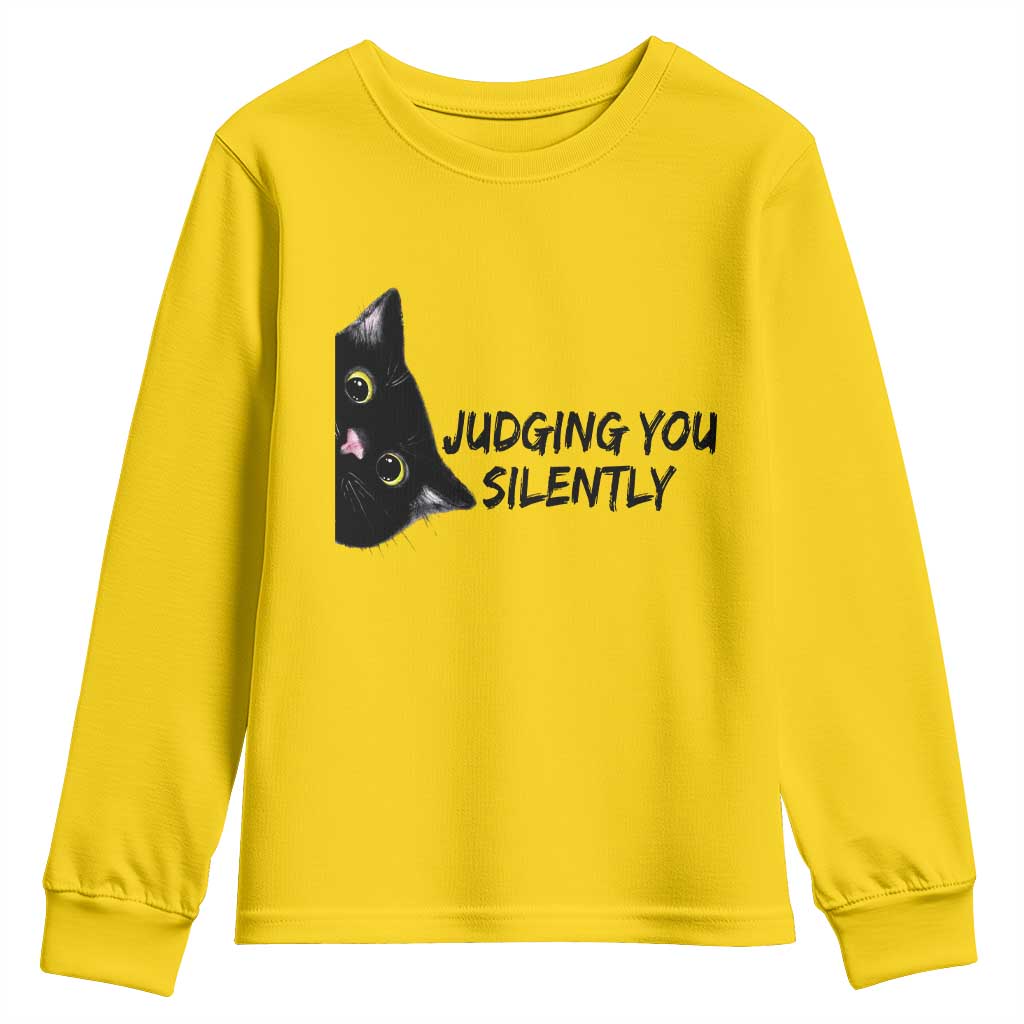 Judging You Silently Black Cat Youth Sweatshirt Funny Sarcastic Kitten Pet Lovers - Wonder Print Shop