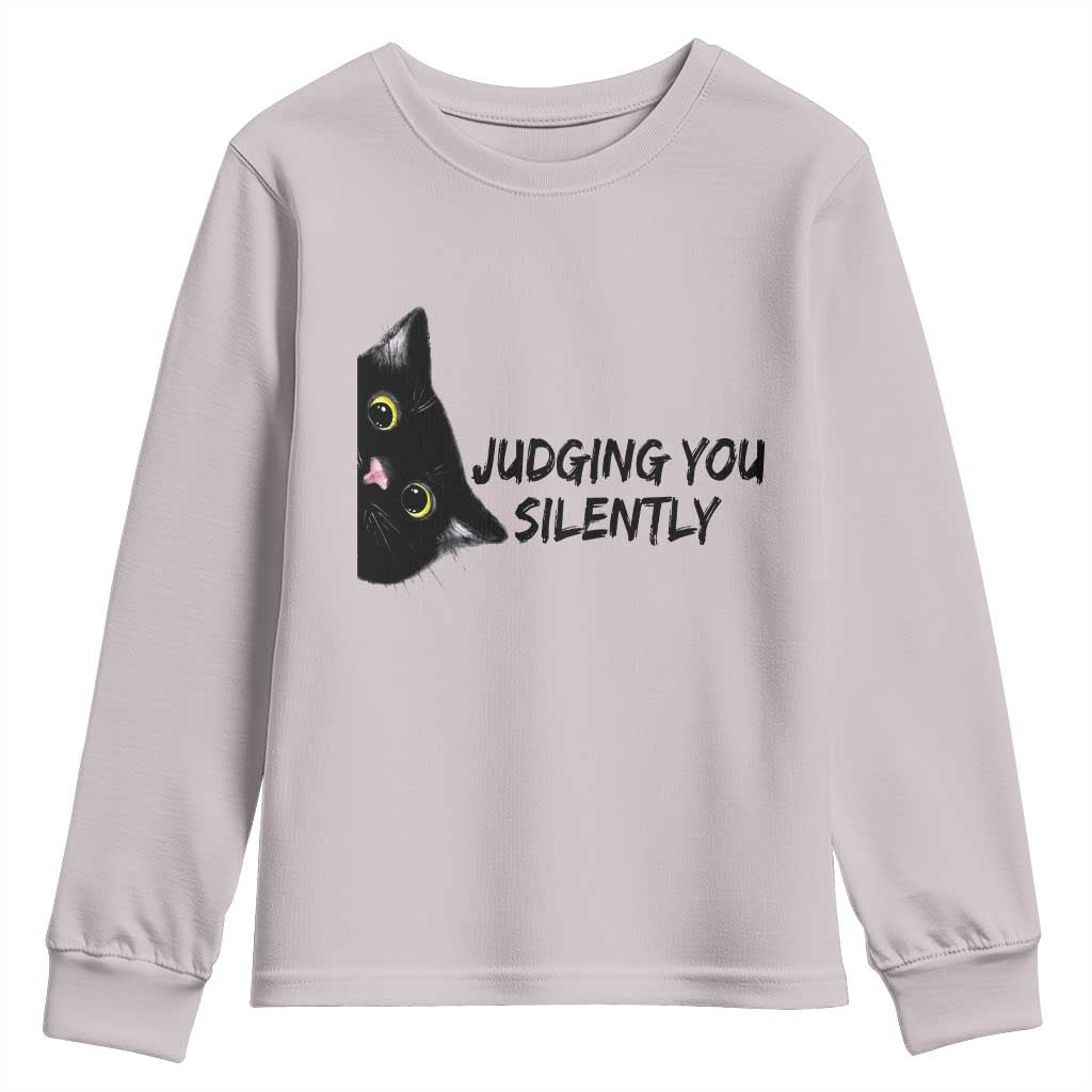 Judging You Silently Black Cat Youth Sweatshirt Funny Sarcastic Kitten Pet Lovers - Wonder Print Shop