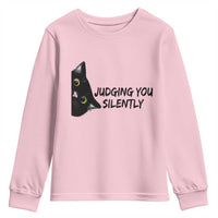 Judging You Silently Black Cat Youth Sweatshirt Funny Sarcastic Kitten Pet Lovers - Wonder Print Shop