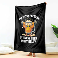 Funny Beer Lover Throw Blanket I Am Into Fitness Beer in My Belly - Wonder Print Shop