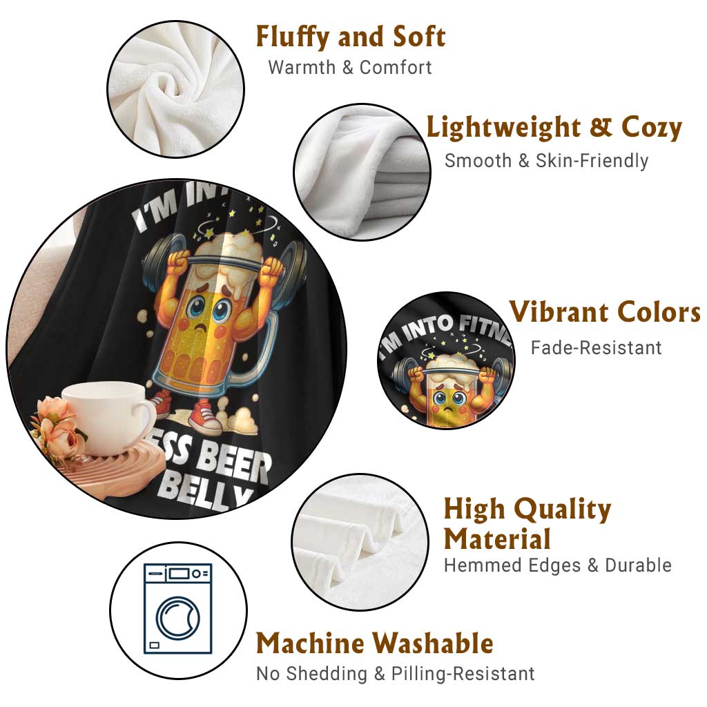 Funny Beer Lover Throw Blanket I Am Into Fitness Beer in My Belly - Wonder Print Shop