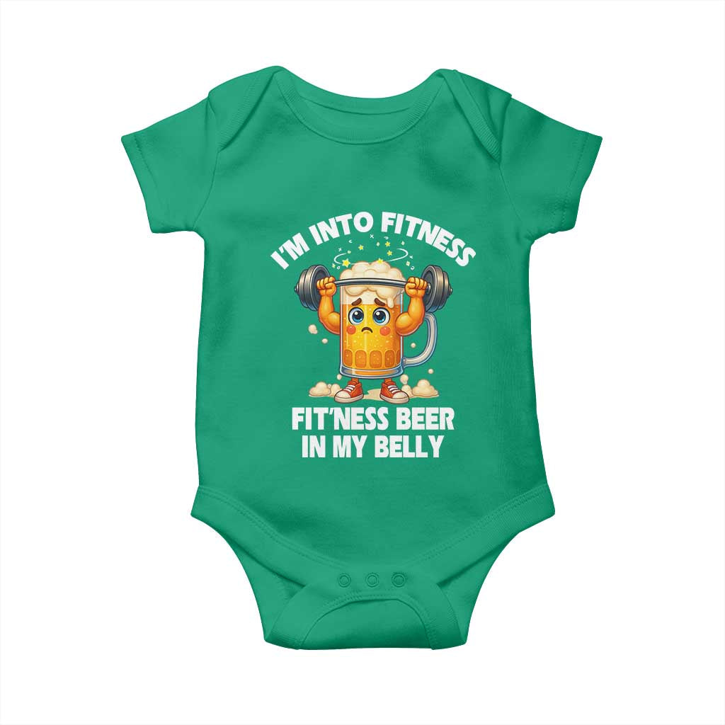 Funny Beer Lover Baby Onesie I Am Into Fitness Beer in My Belly - Wonder Print Shop