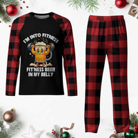 Funny Beer Lover Plaid Pajama Set I Am Into Fitness Beer in My Belly - Wonder Print Shop