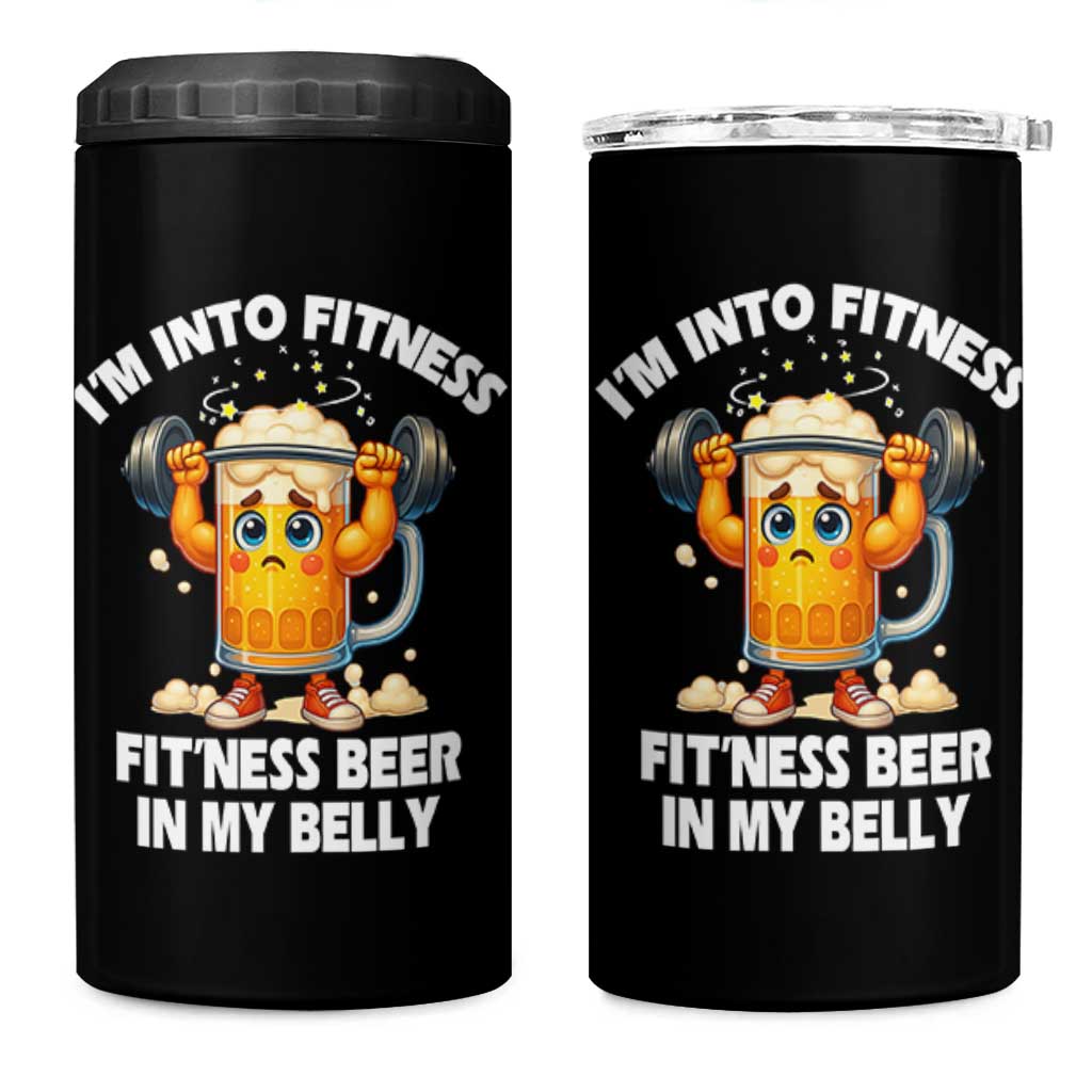 Funny Beer Lover 4 in 1 Can Cooler Tumbler I Am Into Fitness Beer in My Belly - Wonder Print Shop