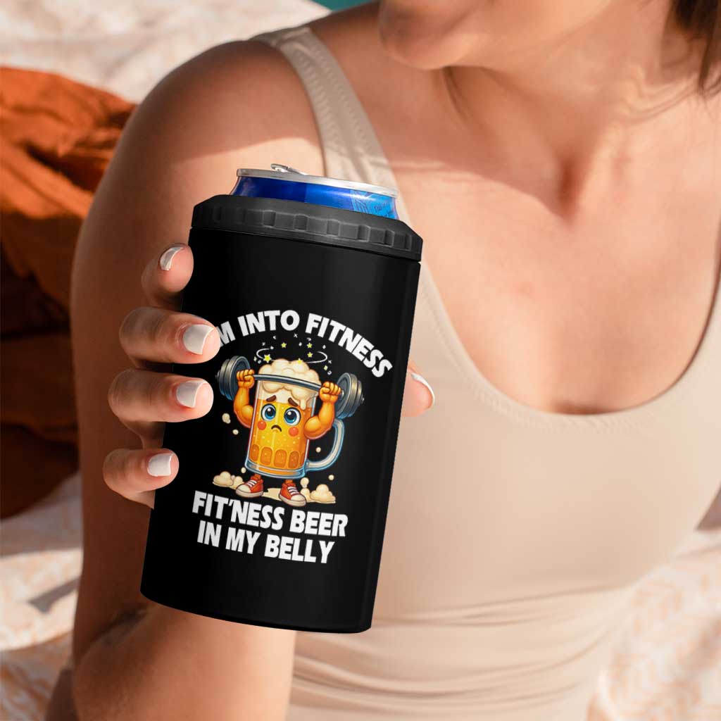 Funny Beer Lover 4 in 1 Can Cooler Tumbler I Am Into Fitness Beer in My Belly - Wonder Print Shop