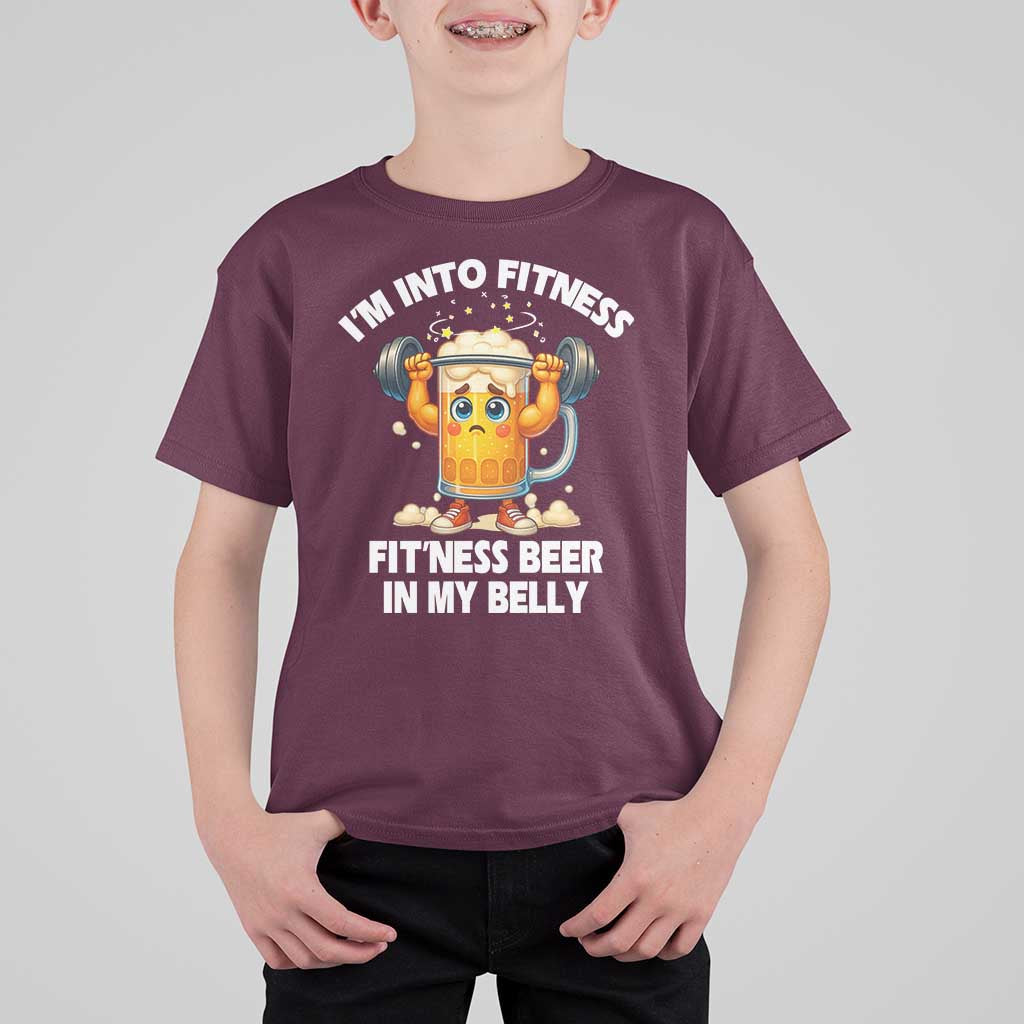 Funny Beer Lover T Shirt For Kid I Am Into Fitness Beer in My Belly - Wonder Print Shop