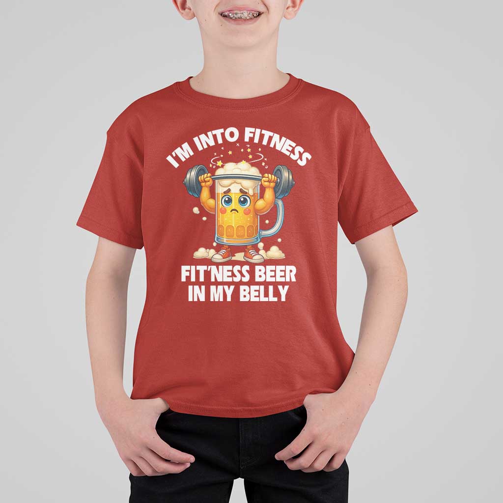 Funny Beer Lover T Shirt For Kid I Am Into Fitness Beer in My Belly - Wonder Print Shop