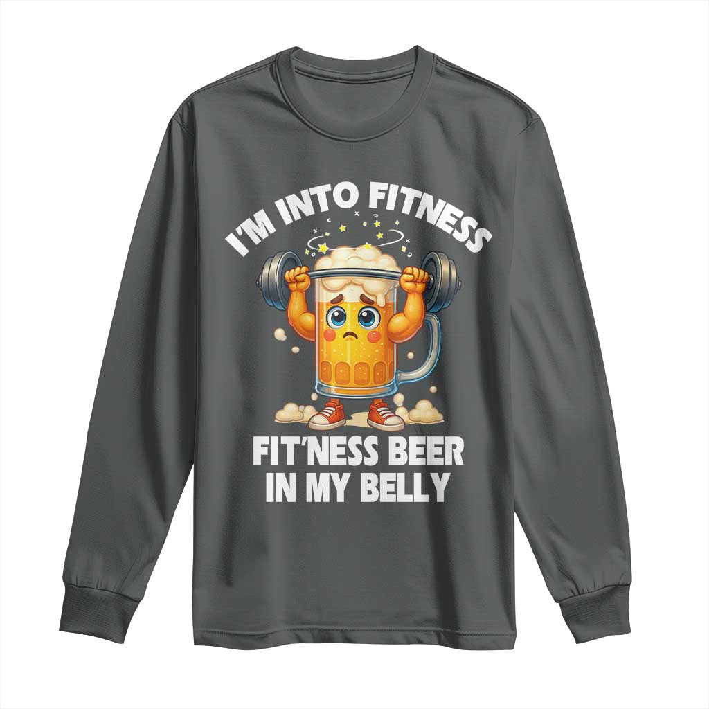 Funny Beer Lover Long Sleeve Shirt I Am Into Fitness Beer in My Belly - Wonder Print Shop